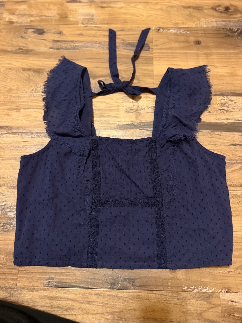 True Craft Navy Swiss Dot Tie-Back Camisole